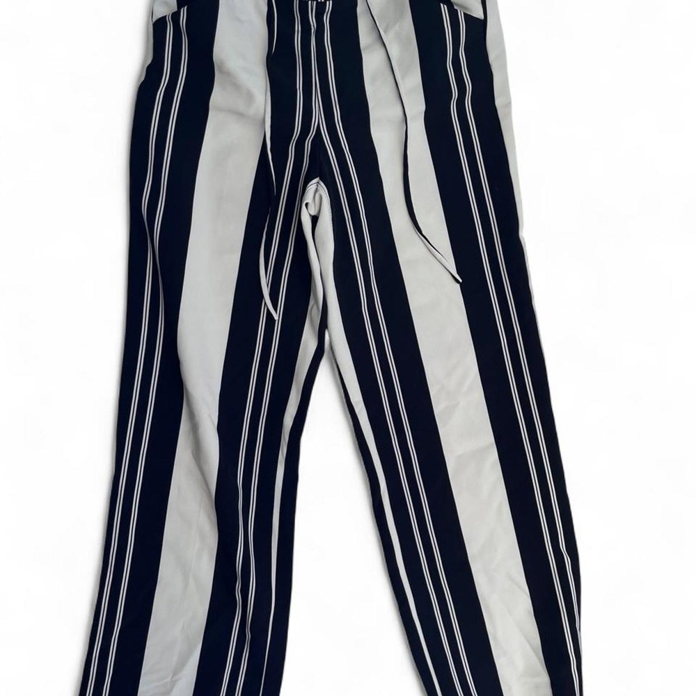 black and white vertical striped pants